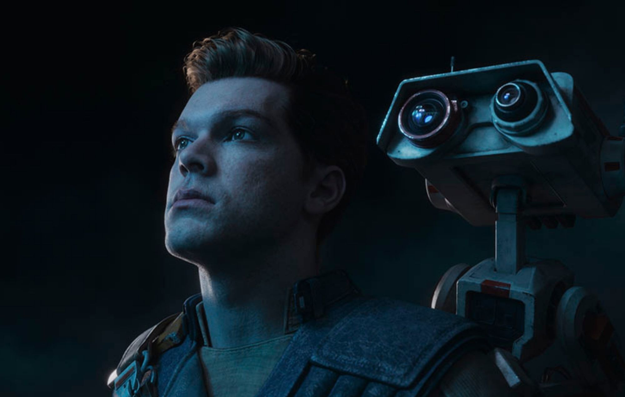 Cal Kestis from Star Wars Jedi with his droid BD-1.