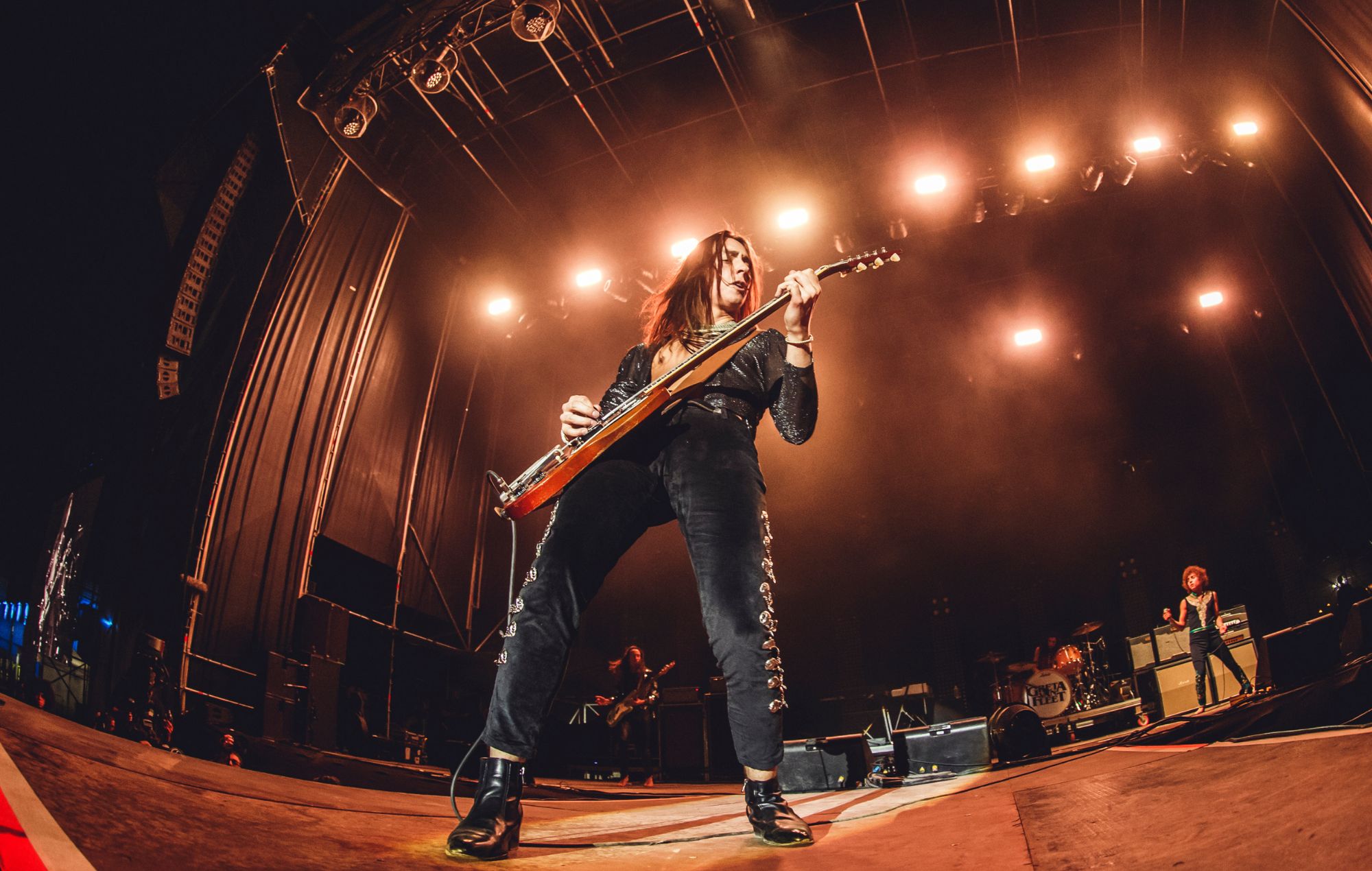 Jake Kiszka from the band Greta Van Fleet perfoms on stage at Madcool Festival on July 13, 2019 in Madrid, Spain.