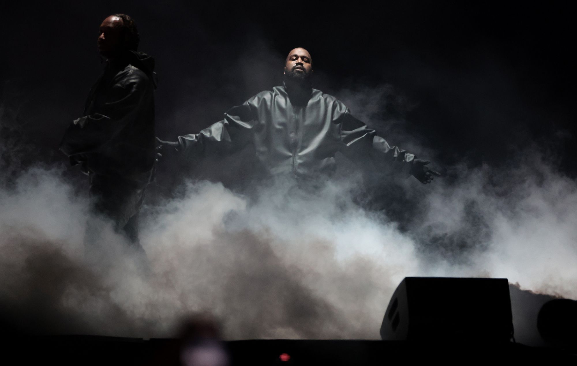 Rapper Kanye West performs onstage during the 