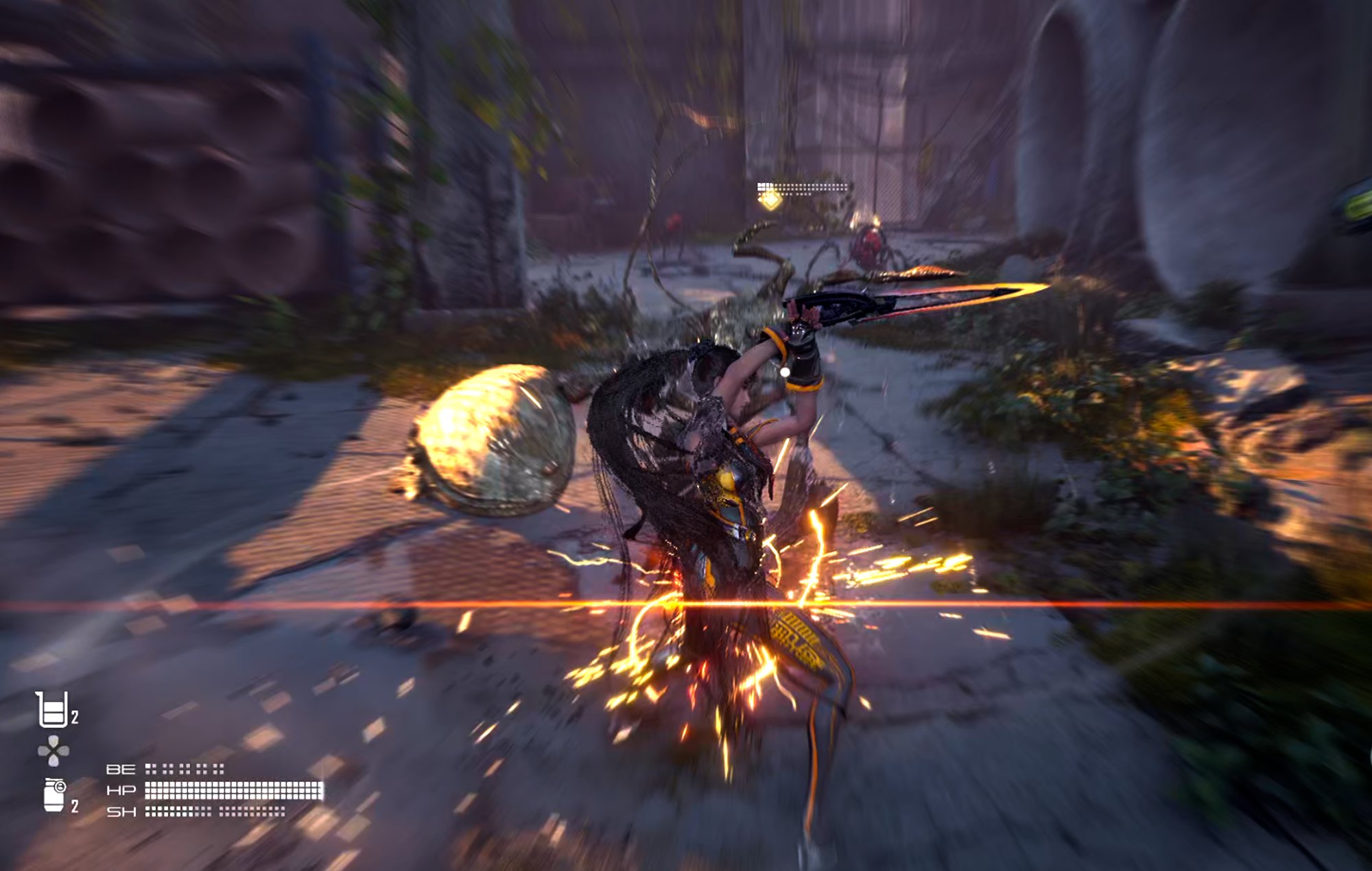 Stellar Blade Best Skills: Eve can be seen parrying an enemy