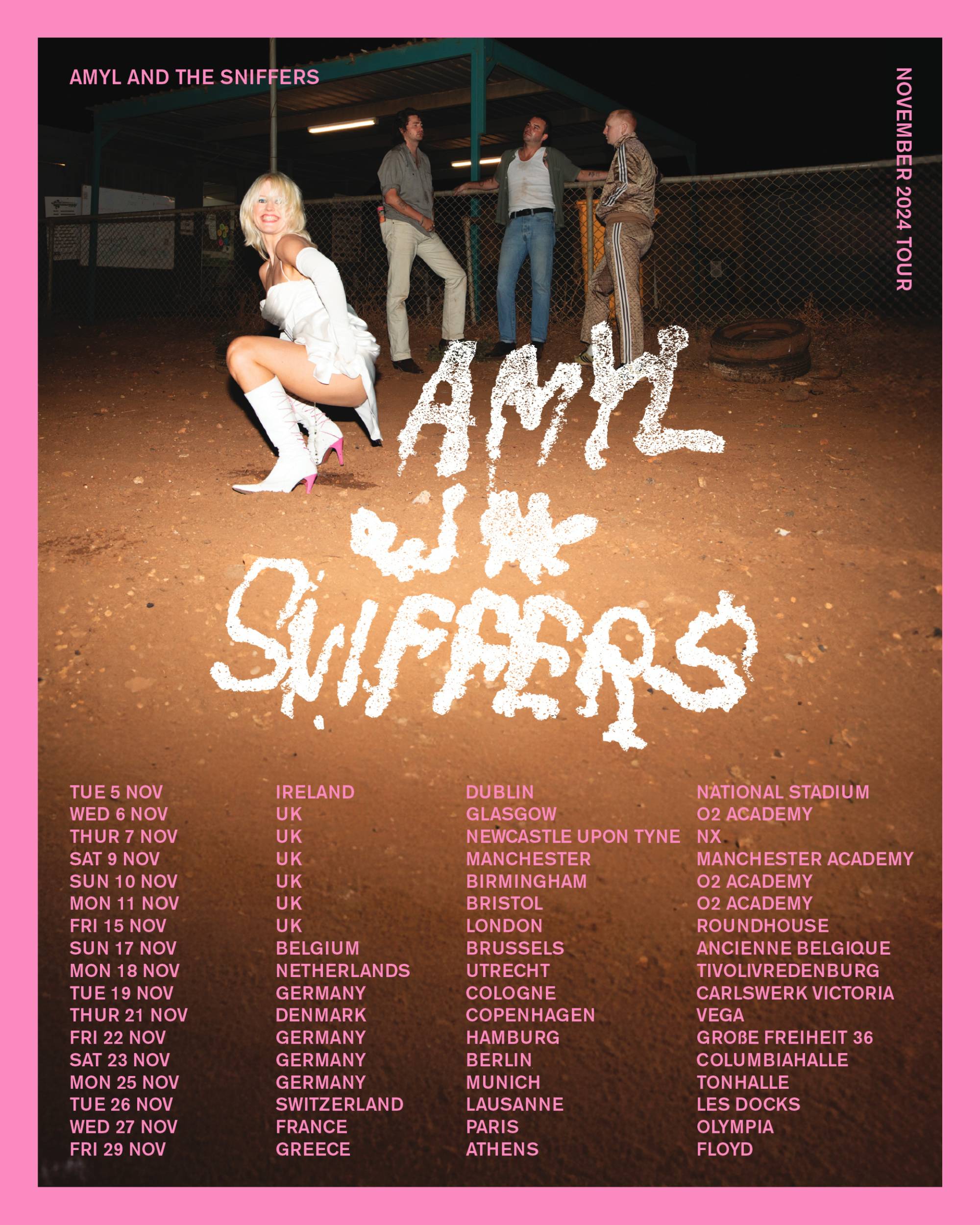 Amyl & The Sniffers 2024 Uk and European tour poster. Credit: PRESS