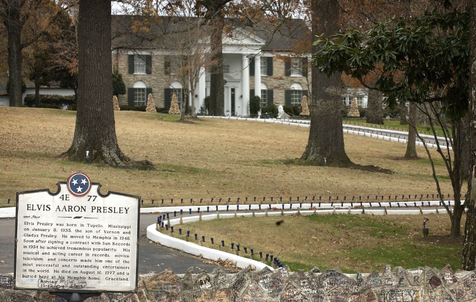 Elvis Presley's Graceland estate is seen in Memphis, Tennessee