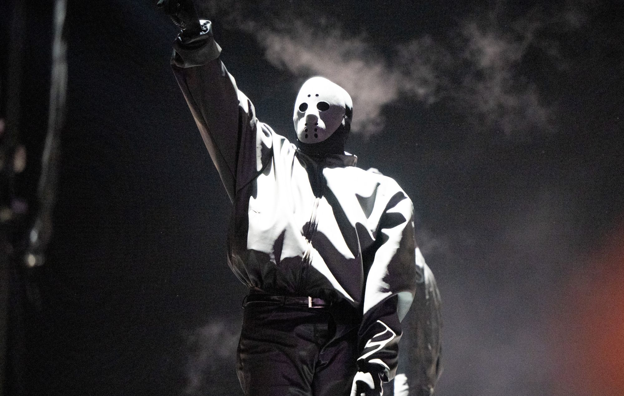 Rapper Kanye West performs onstage during the 