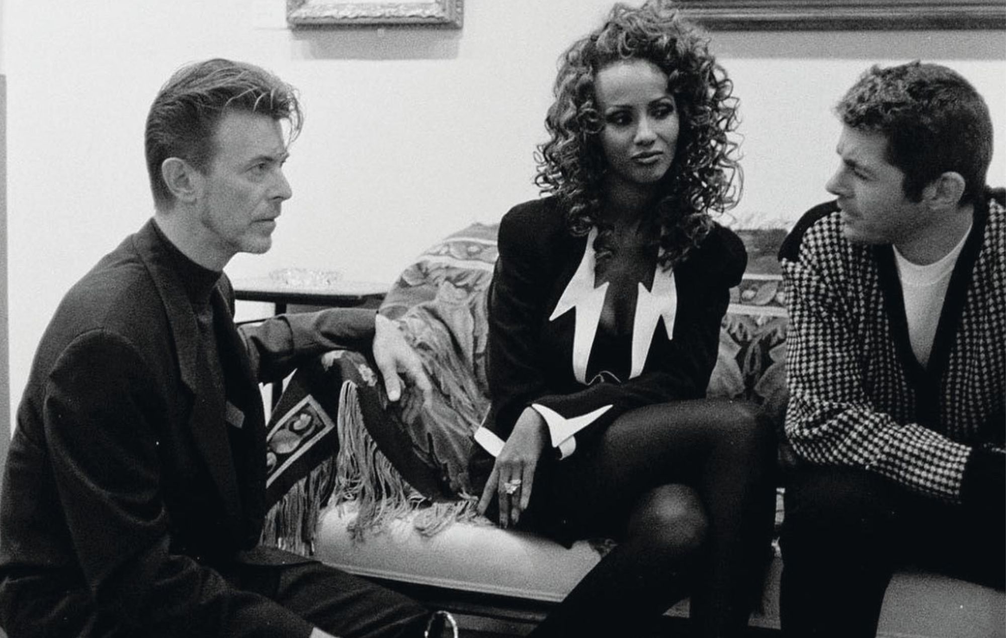 Alan Edwards with David Bowie and Iman