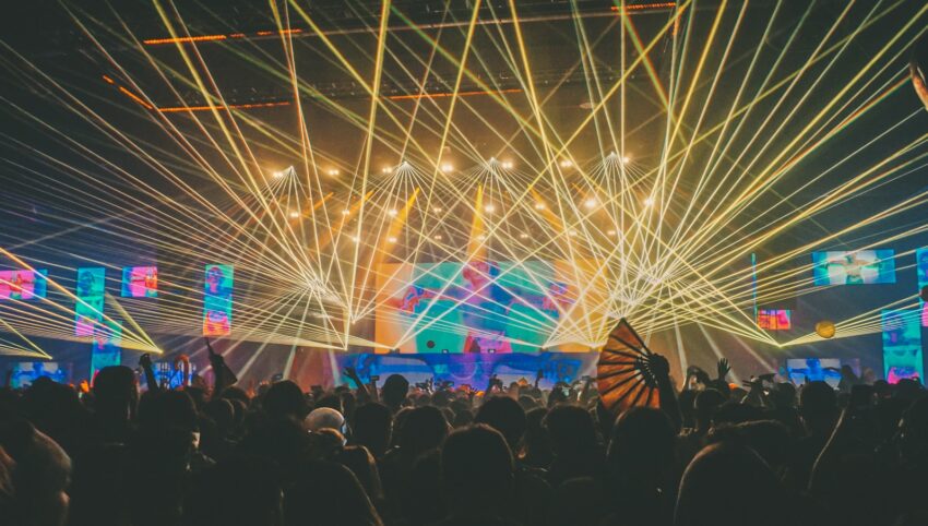 people gathering near stage