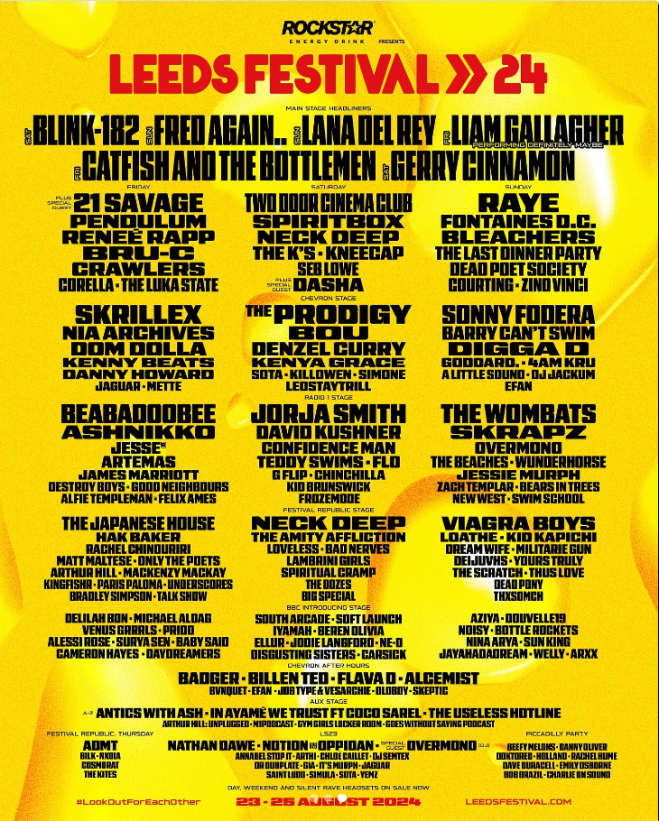 Leeds Festival 2024 line-up poster