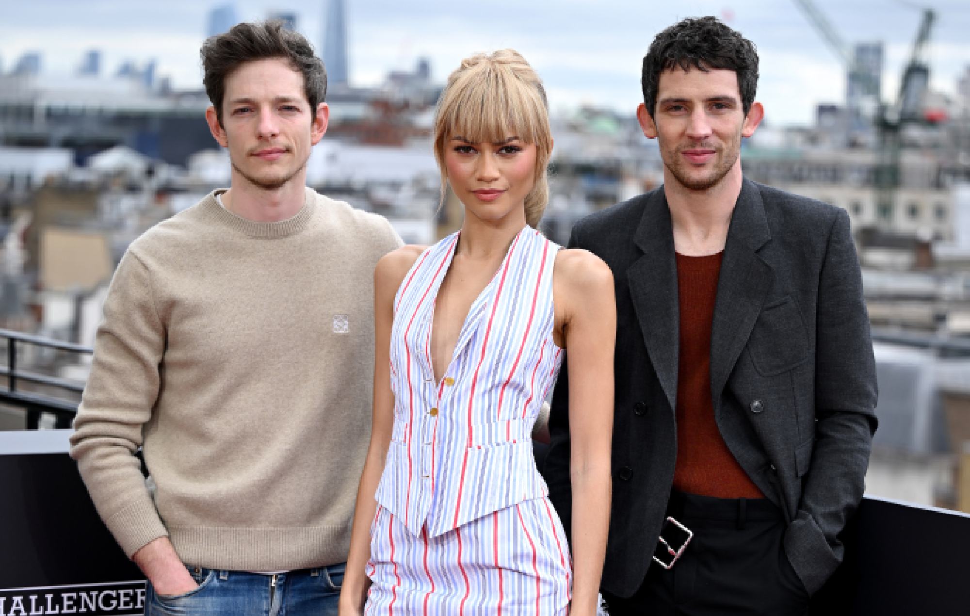 Mike Faist, Zendaya and Josh O'Connor attend the ‘Challengers’ Photocall at Claridges Hotel on April 11, 2024 in London