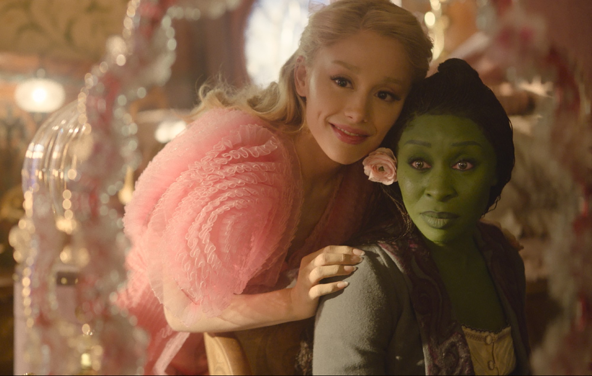 Ariana Granda is Glinda and Cynthia Erivo is Elphaba in Wicked