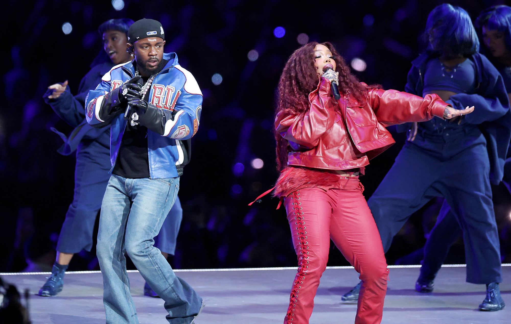 Kendrick Lamar and SZA perform at Super Bowl 2025