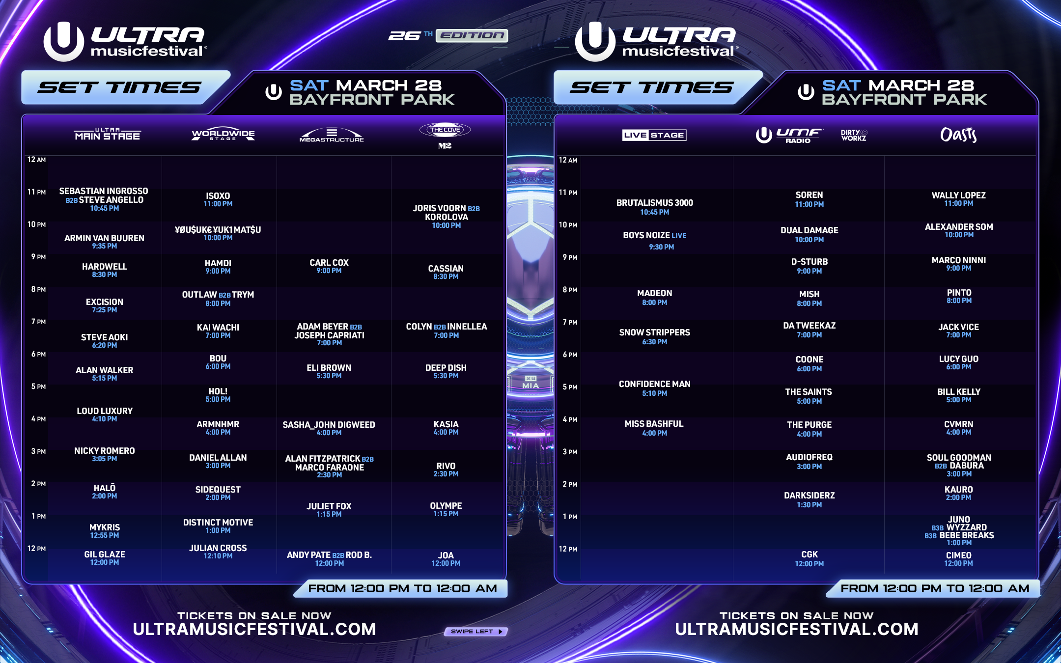 ULTRA Miami 2026 Set Times Saturday
